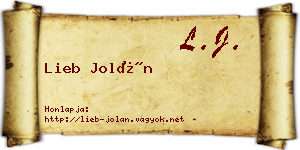 Lieb Jolán névjegykártya