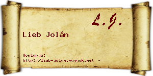 Lieb Jolán névjegykártya